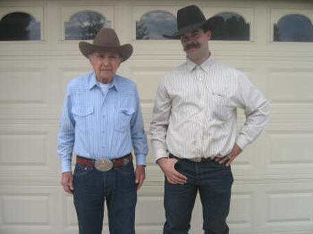 Forrest Shoup (Ryan's teacher) and Ryan. Forrest is one of the last great saddlemakers of his generation.